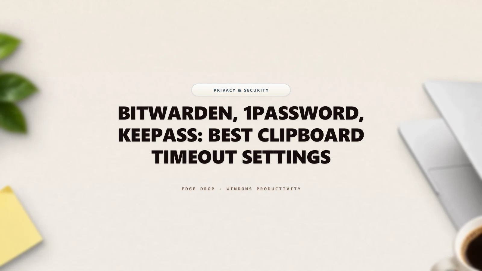 Bitwarden, 1Password, KeePass: Best Clipboard Timeout Settings — Edge Drop Guide