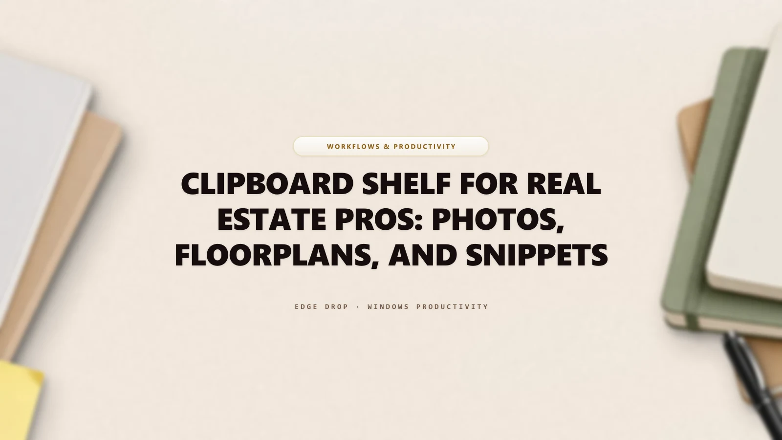 Clipboard Shelf for Real Estate Pros: Photos, Floorplans, and Snippets — Edge Drop Guide
