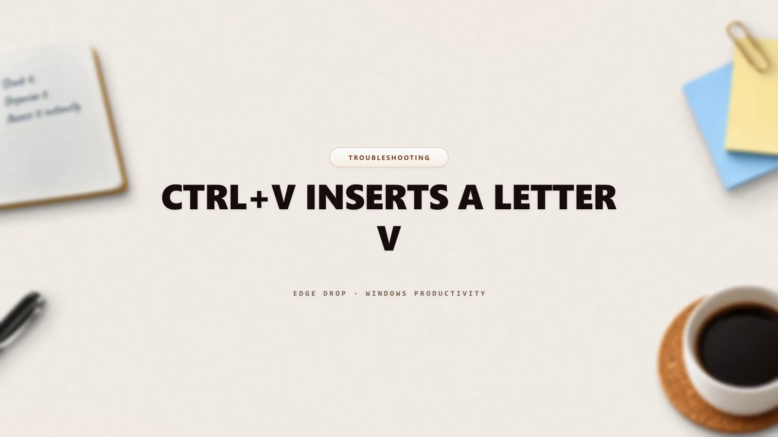 Ctrl+V Inserts a Letter V — Edge Drop Guide