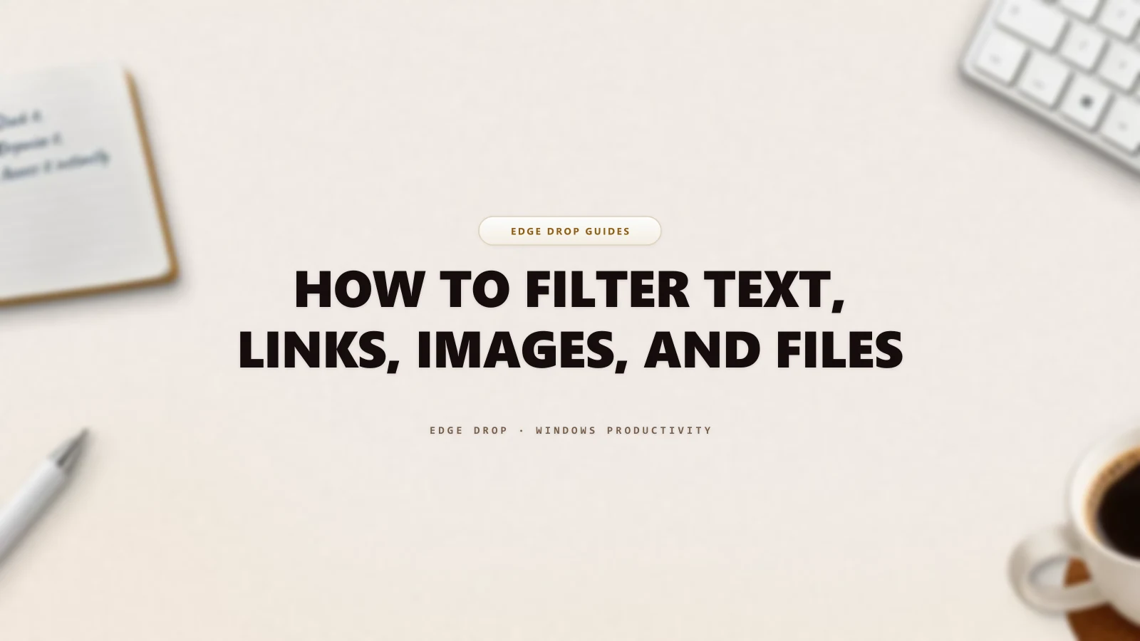 How to Filter Text, Links, Images, and Files — Edge Drop Guide