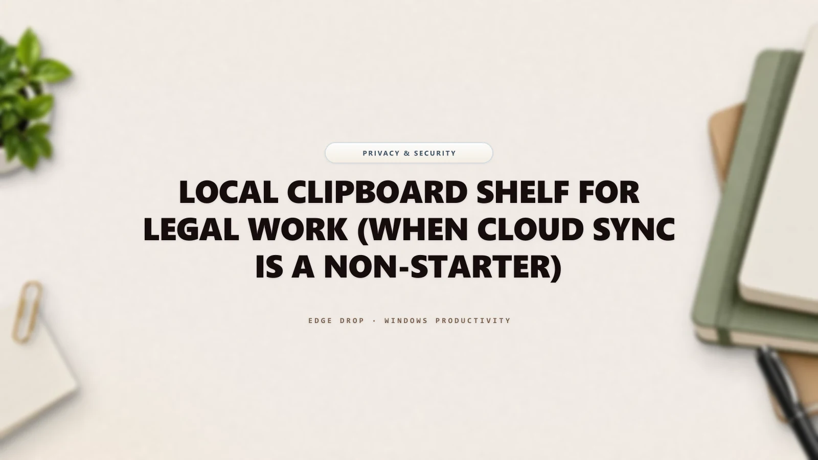 Local Clipboard Shelf for Legal Work (When Cloud Sync Is a Non-Starter) — Edge Drop Guide