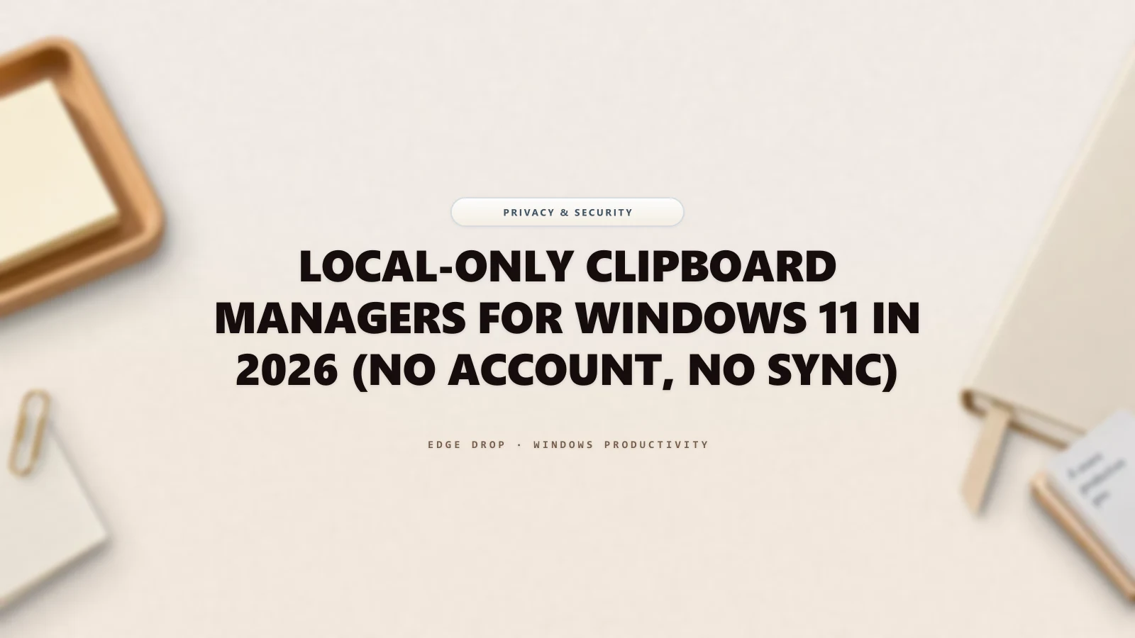 Local-Only Clipboard Managers for Windows 11 in 2026 (No Account, No Sync) — Edge Drop Guide