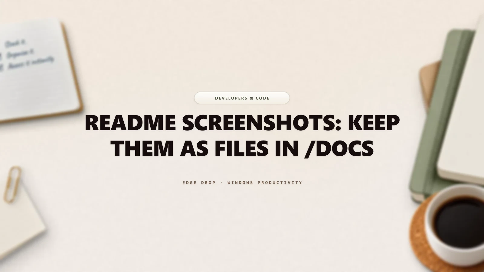 README Screenshots: Keep Them as Files in /docs — Edge Drop Guide