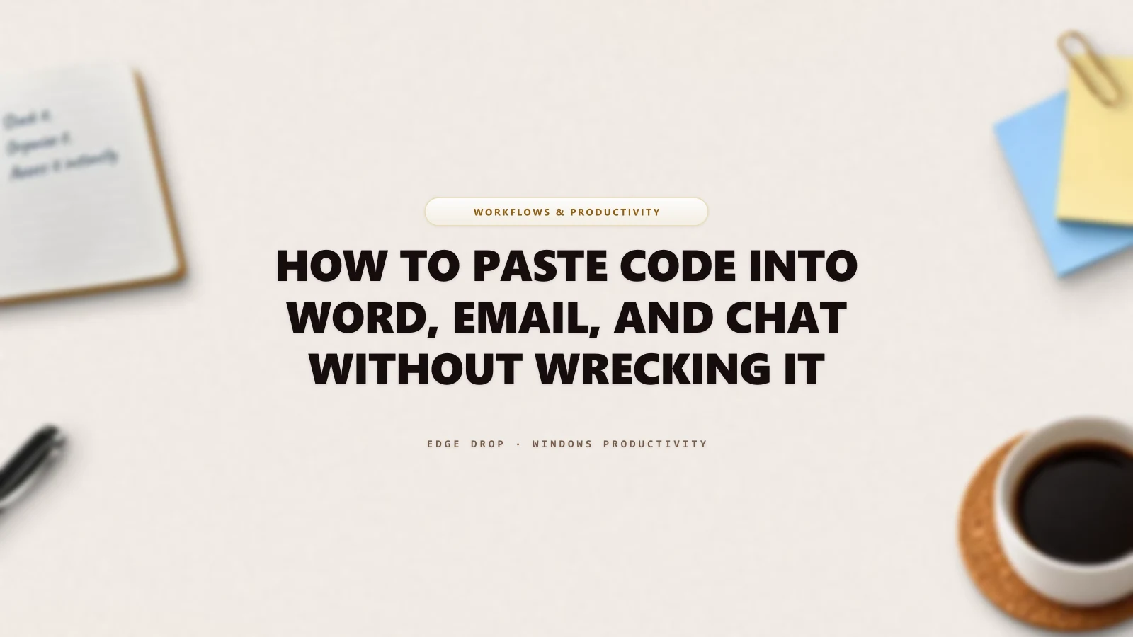 How to Paste Code Into Word, Email, and Chat Without Wrecking It — Edge Drop Guide