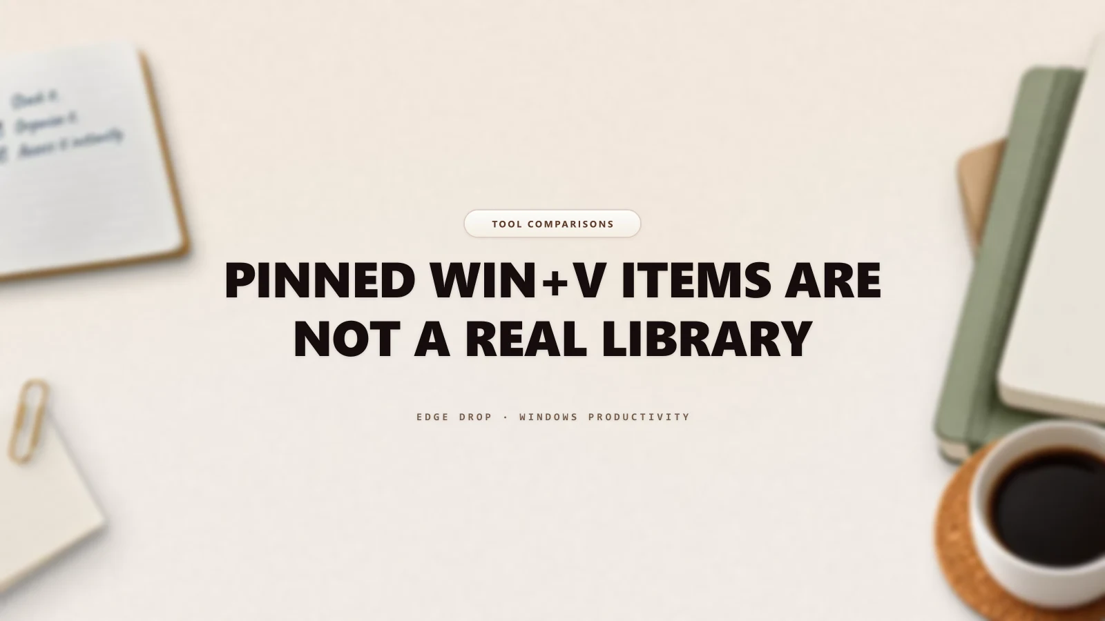 Pinned Win+V Items Are Not a Real Library — Edge Drop Guide